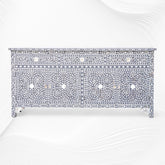Lillian Mother Of Pearl Inlay Floral Design 3 Drawers & 4 Doors Sideboard Table Grey